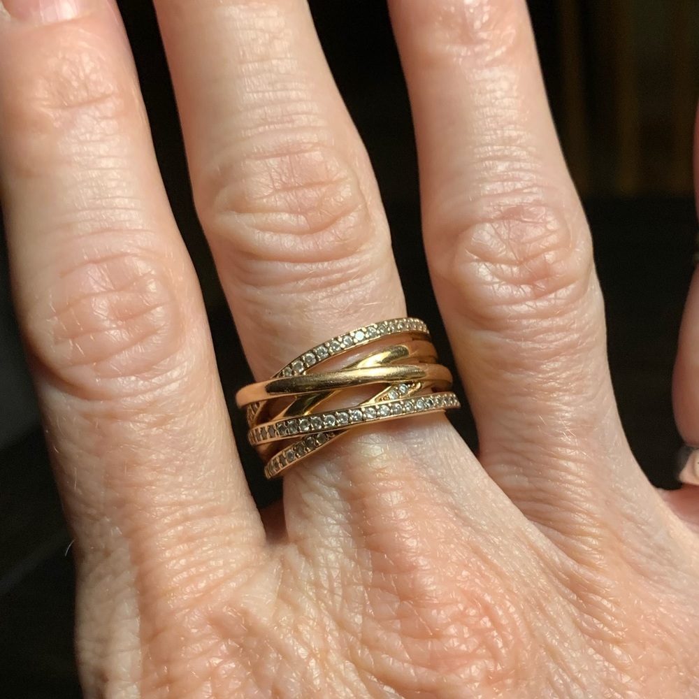 PANDORA Sparkling and Polished Lines Ring * Rose Gold * Size 56 = 7.5 * Preowned